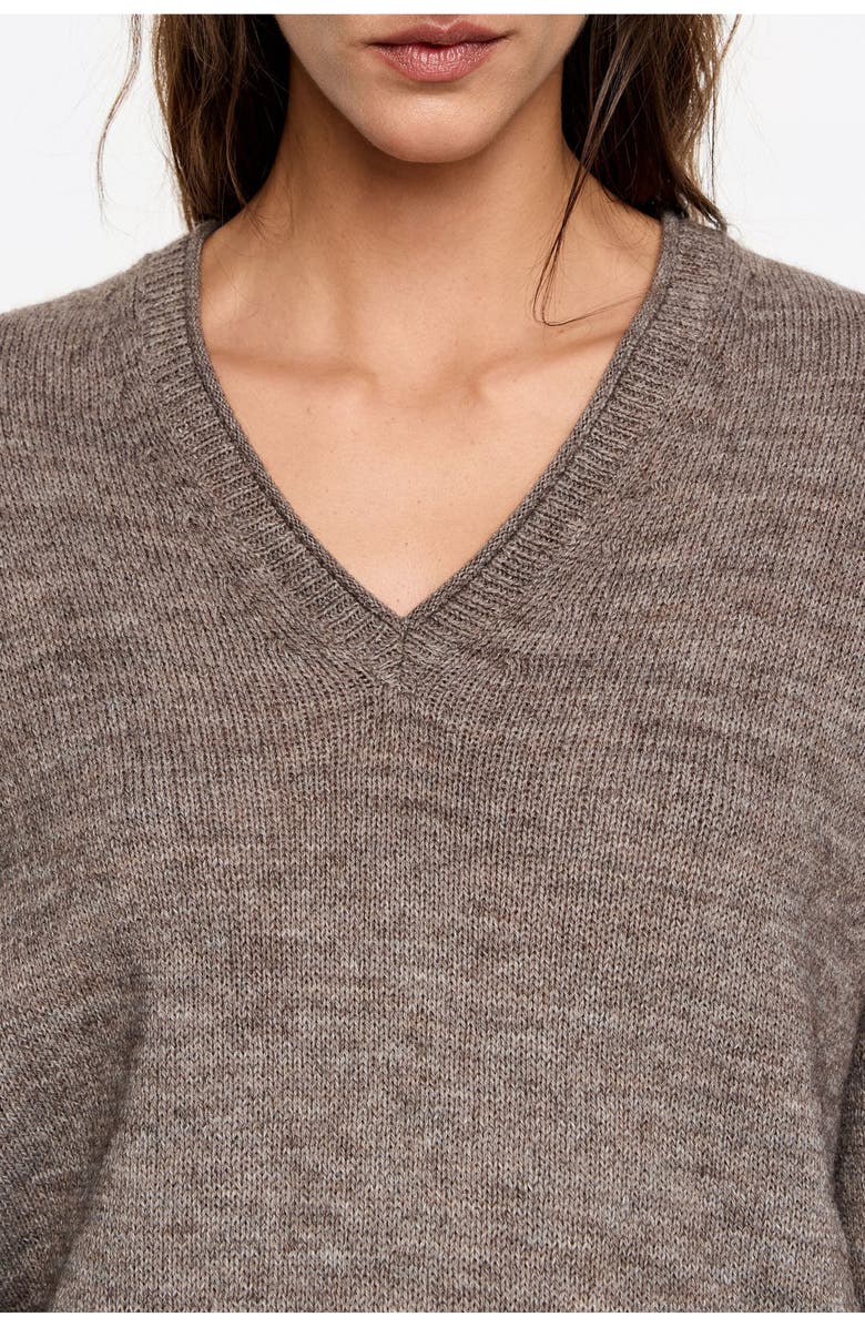 Bimba y Lola Wool V-Neck Sweater, Alternate, color, Taupe