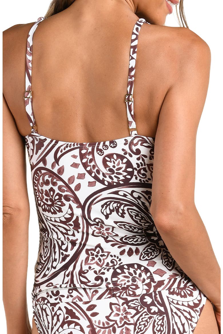 Painted Paisley Keyhole High Neck Tankini Top, Alternate, color, ESPRESSO