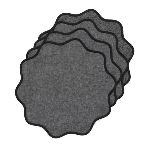 Linen Round Placemats - Giselle Scallop Edge, 16 Inch Round