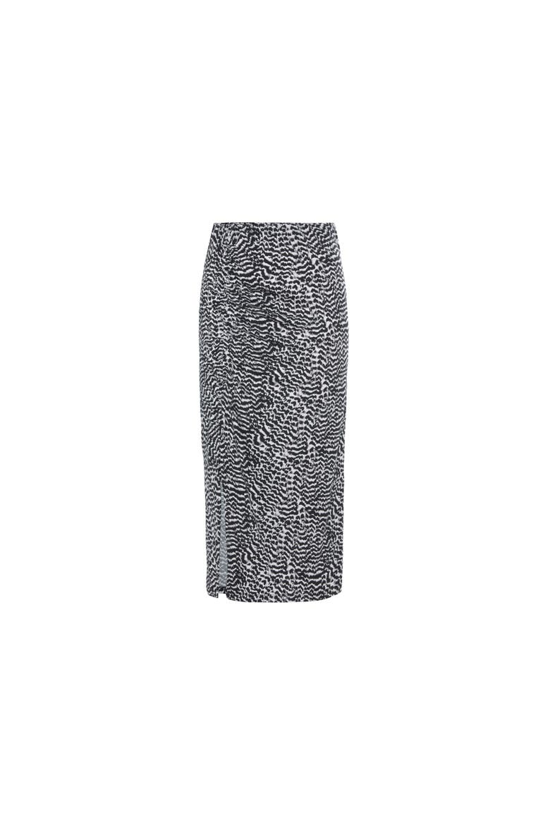 Women's Ruched Slit Midi Skirt, Alternate, color, Black & White