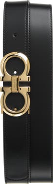 FERRAGAMO Reversible Double Gancio Leather Belt