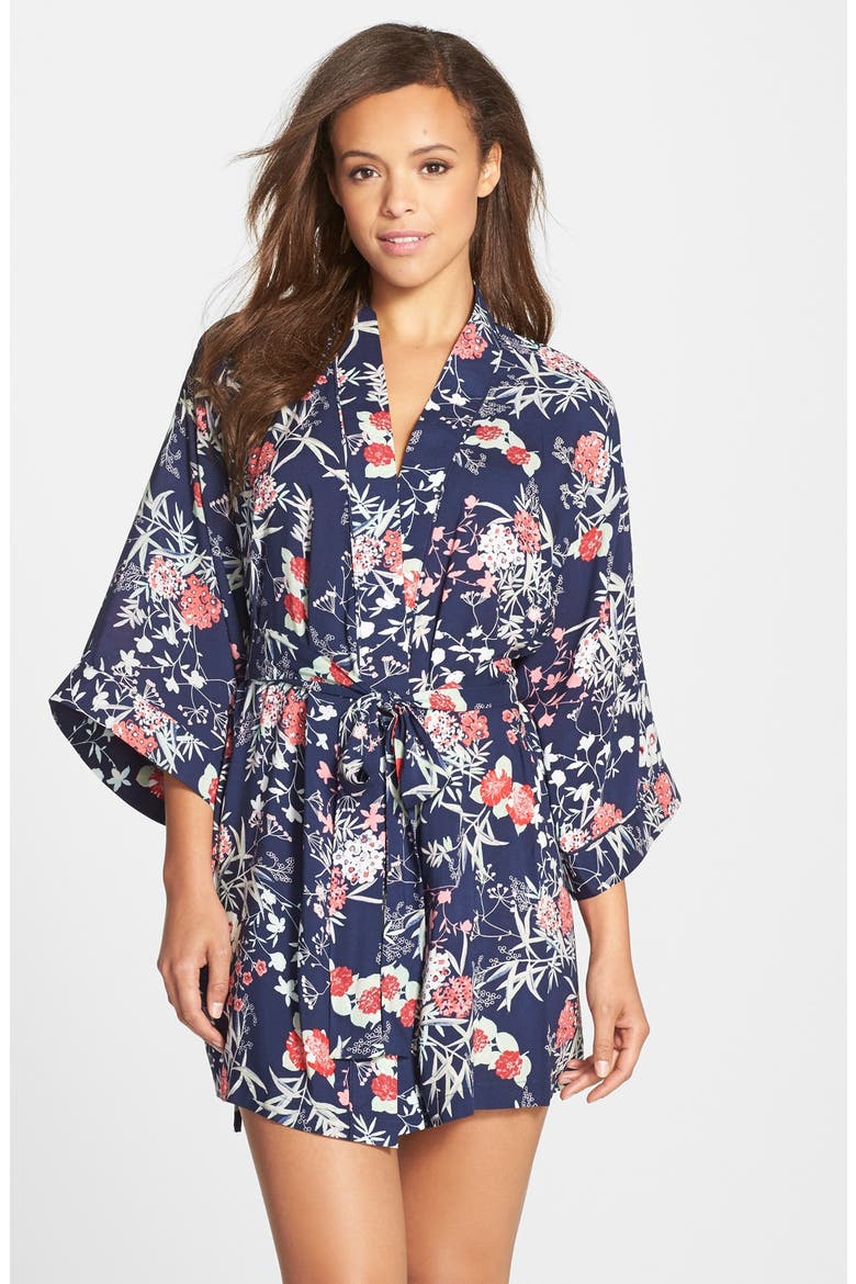 Sweet Dreams Print Robe, Main, color, NAVY PEACOAT MEADOW FLORAL