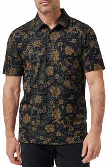 Speaking my Language Floral Short Sleeve Piqué Button-Up Shirt