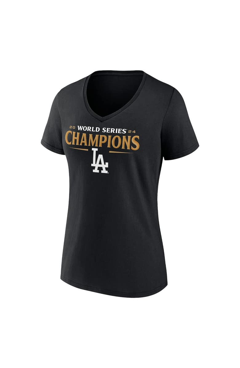 FANATICS Women's Fanatics Black Los Angeles Dodgers 2024 World Series Champions Jersey Roster V-Neck T-Shirt, Alternate, color, 