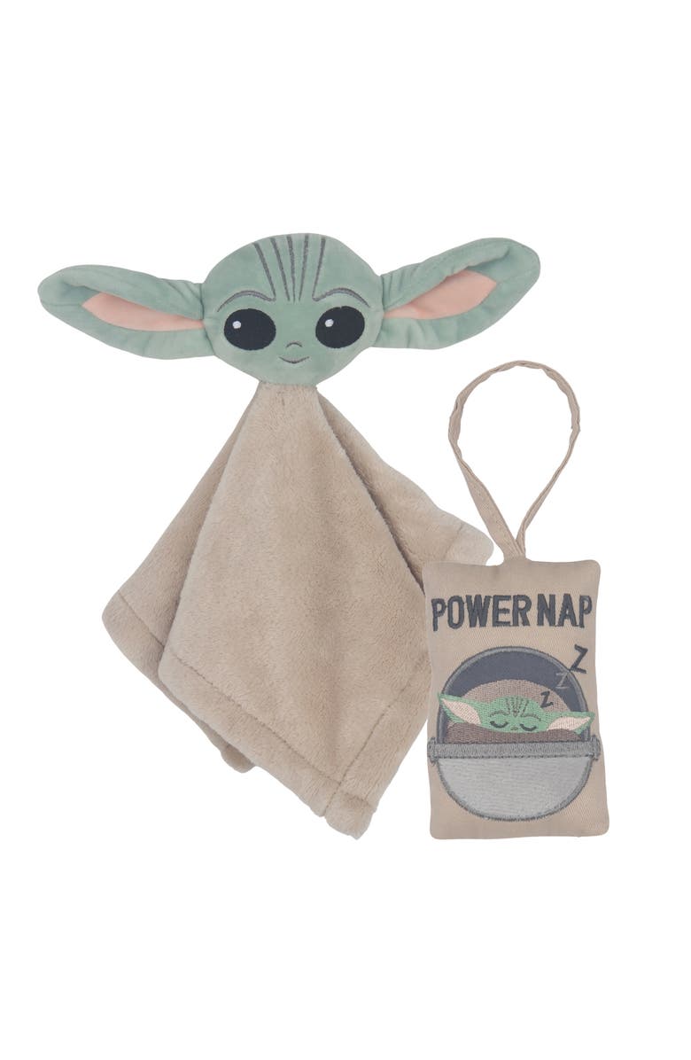 Lambs & Ivy Star Wars Cozy Friends Baby Yoda/Grogu Lovey & Door Pillow Gift Set, Main, color, 