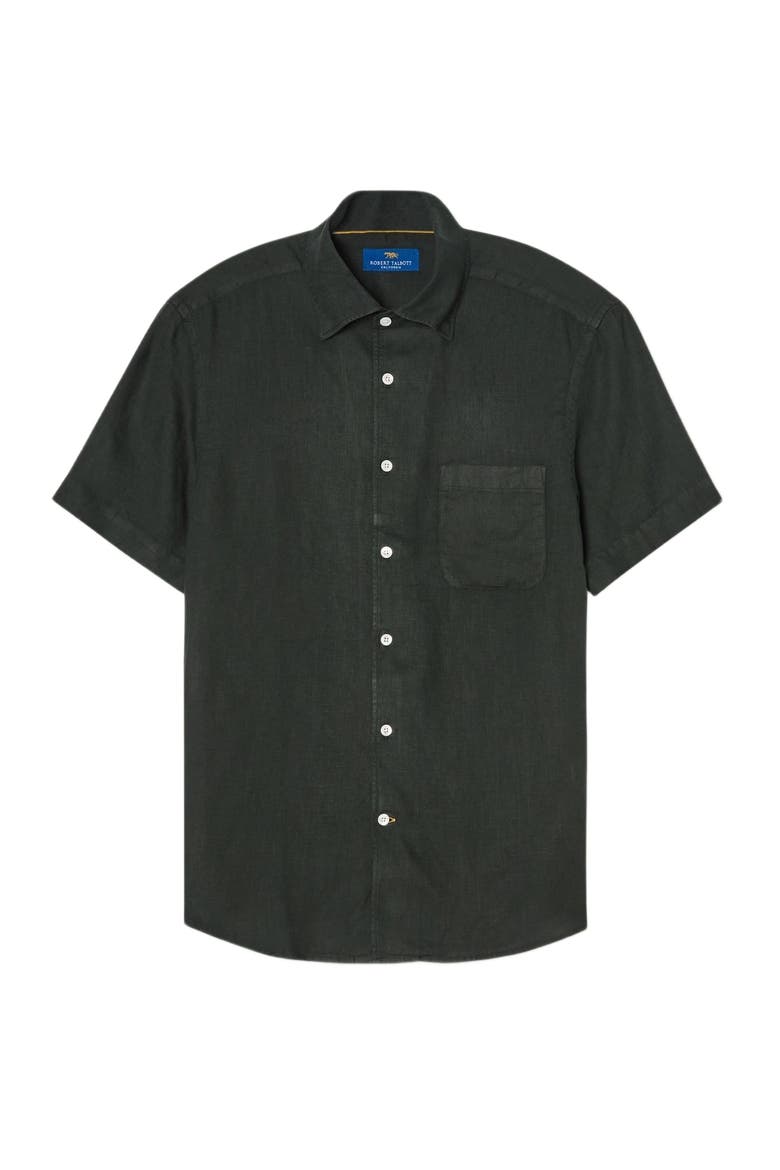 Morgan Short Sleeve Linen Shirt, Alternate, color, Dark Olive
