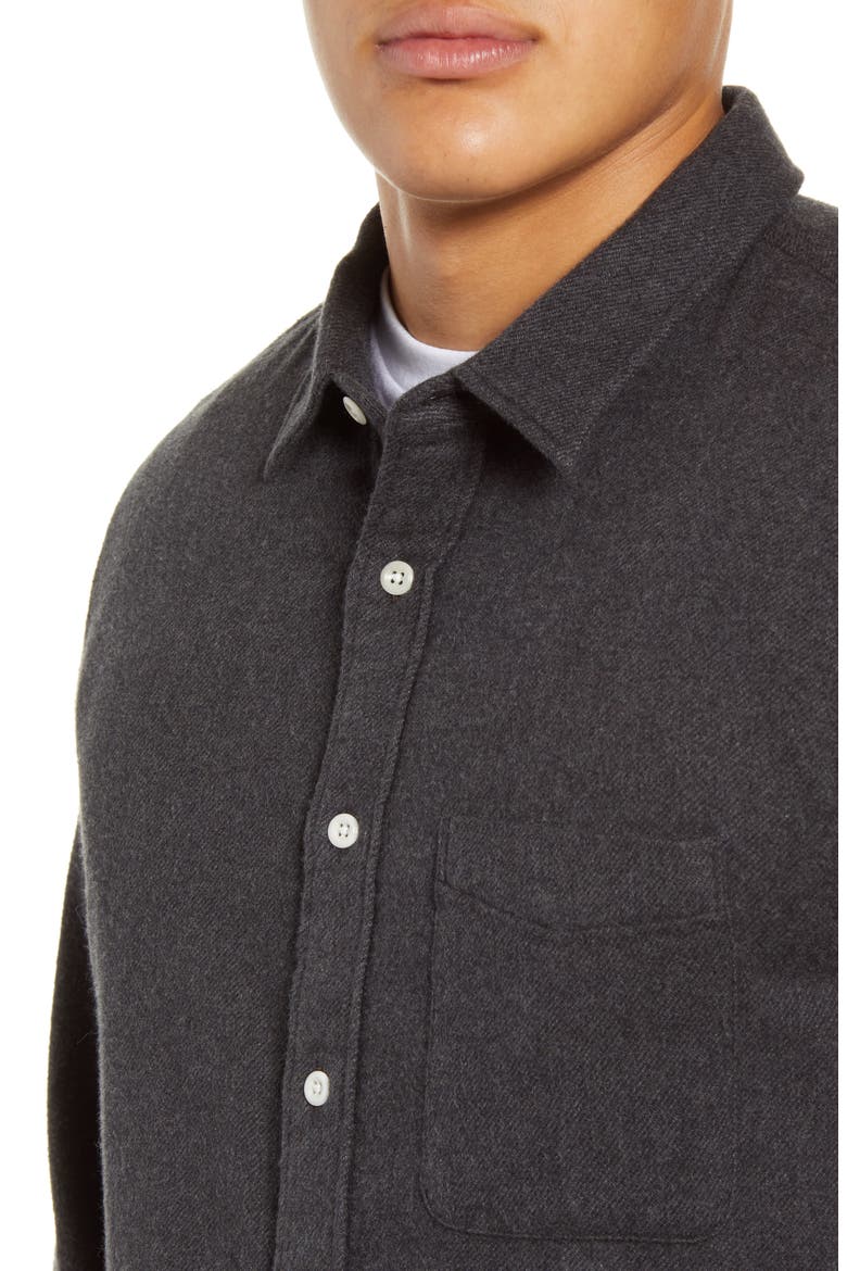 Flannel Sunday Shirt, Alternate, color, DARK HEATHER GREY