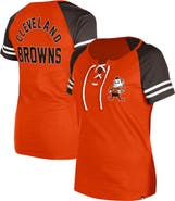 New Era Women's New Era Orange Cleveland Browns Throwback Lace-Up Raglan T-Shirt