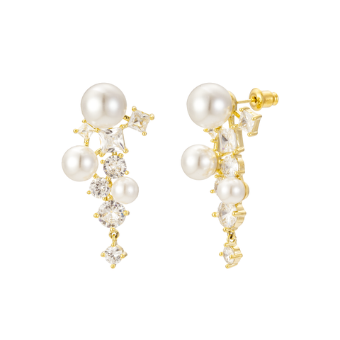 Alexandra Pearl and Crystal Drop Earrings
