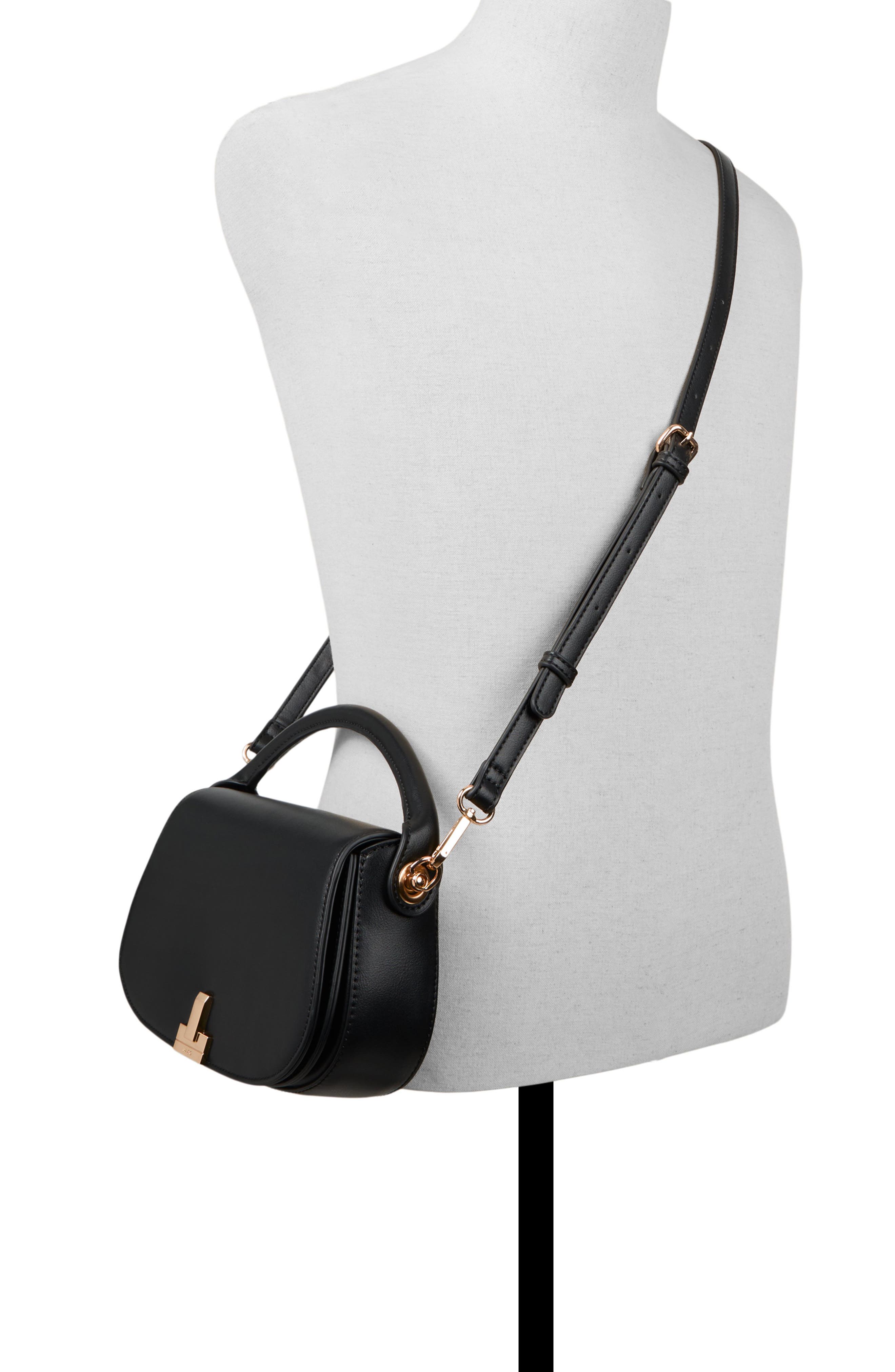 ALDO Willamae Faux Leather Top Handle Bag, Alternate, color, Black