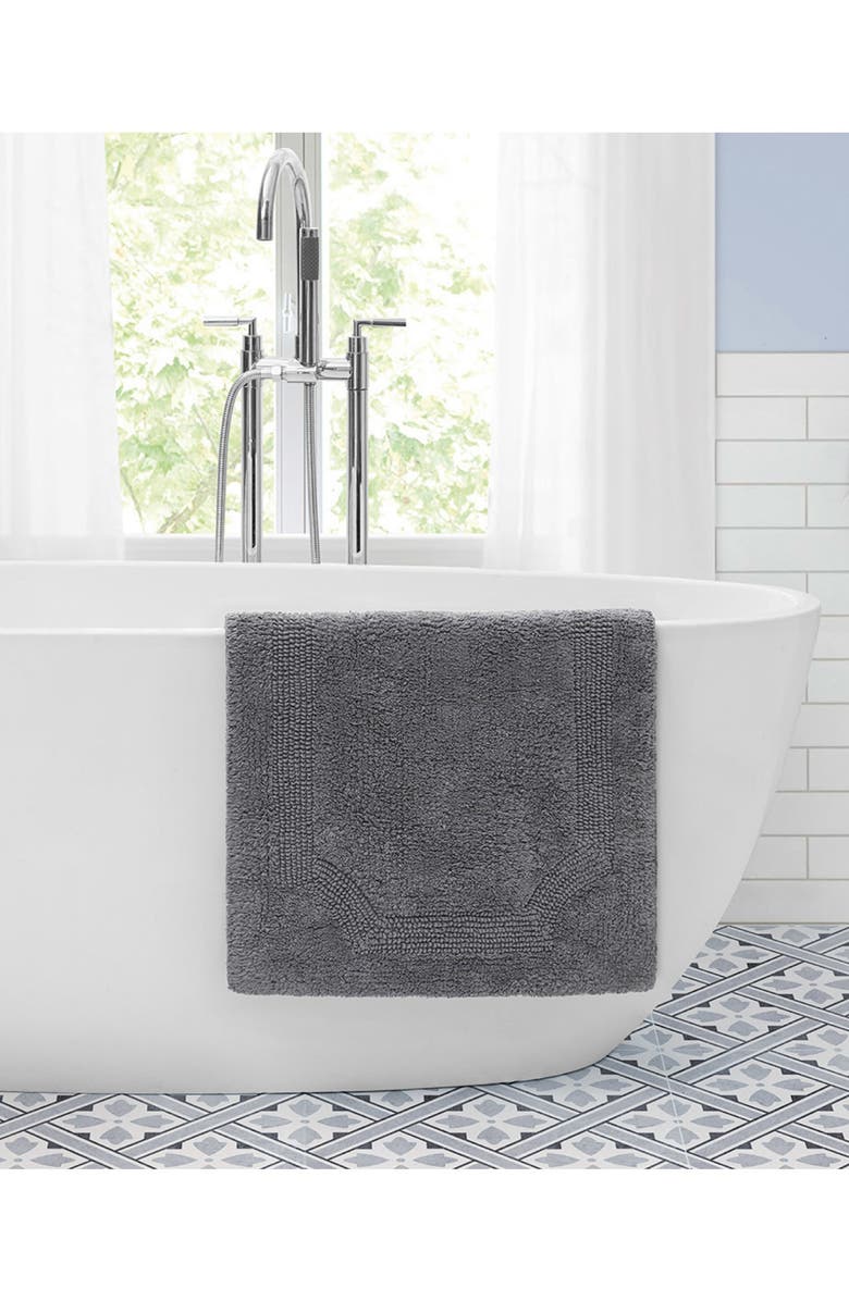 Laura Ashley Reversible Cotton Bath Rug, Alternate, color, Charcoal