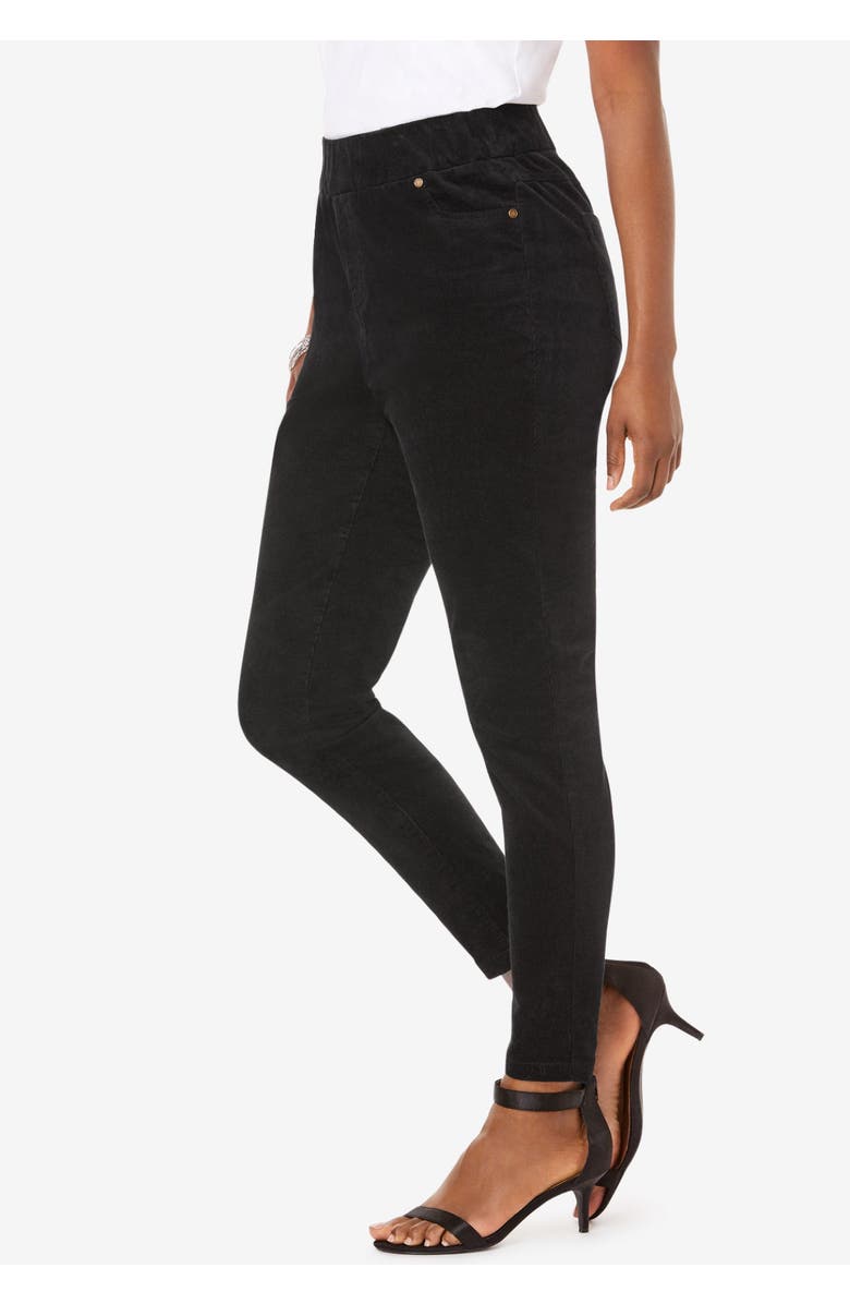 Roaman's Corduroy Legging, Alternate, color, Black