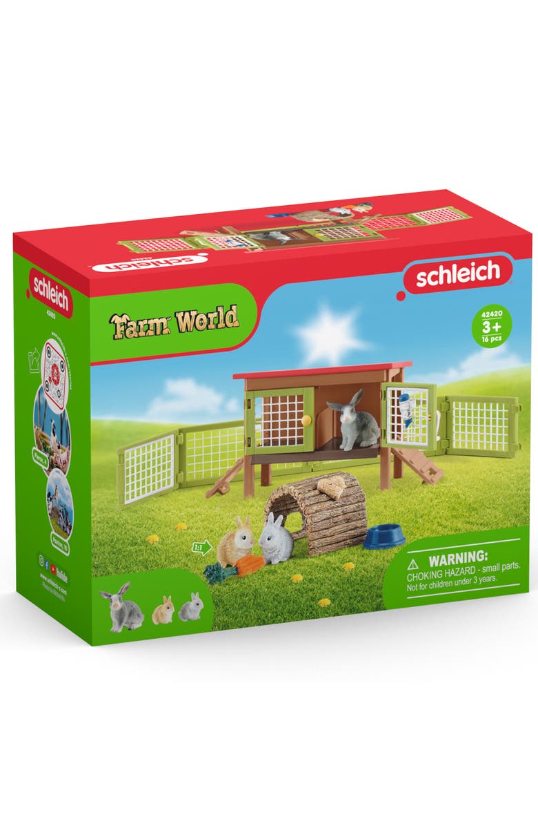 Schleich Farm World Rabbit Hutch 8 Piece Playset, Alternate, color, Multicolored