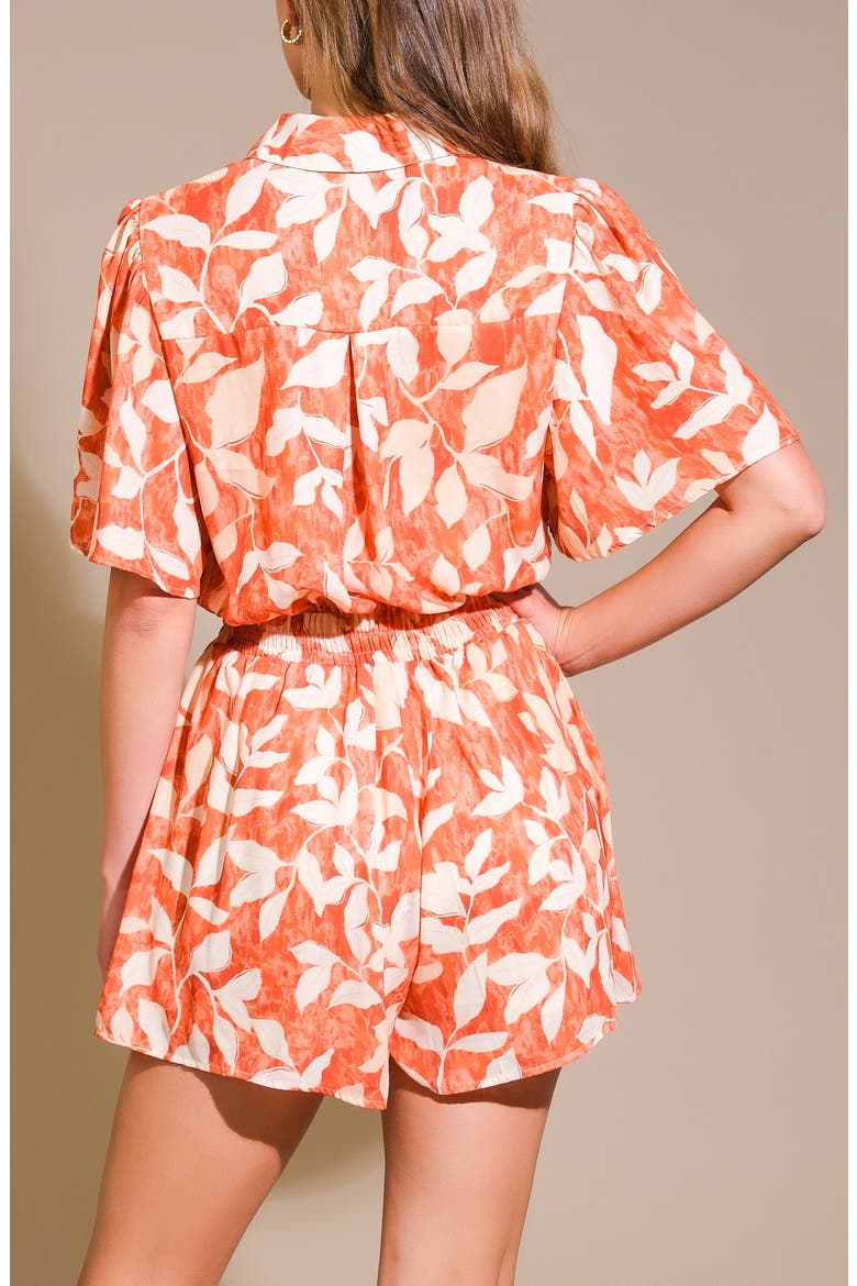 Print Collared Romper, Alternate, color, RUST