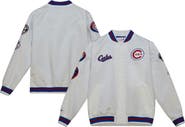 Mitchell & Ness Men's Mitchell & Ness White Chicago Cubs City Collection Satin Full-Snap Varsity Jacket