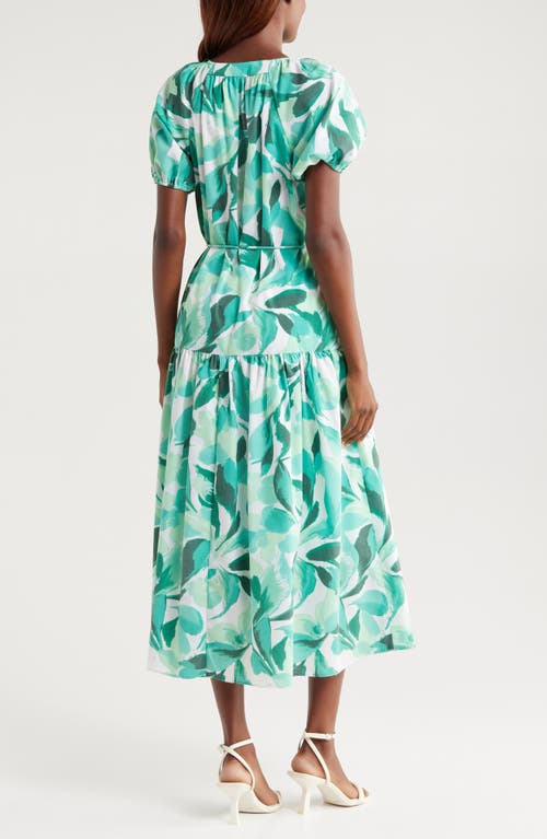 Julia Jordan Floral Tiered Midi Dress In Green Multi