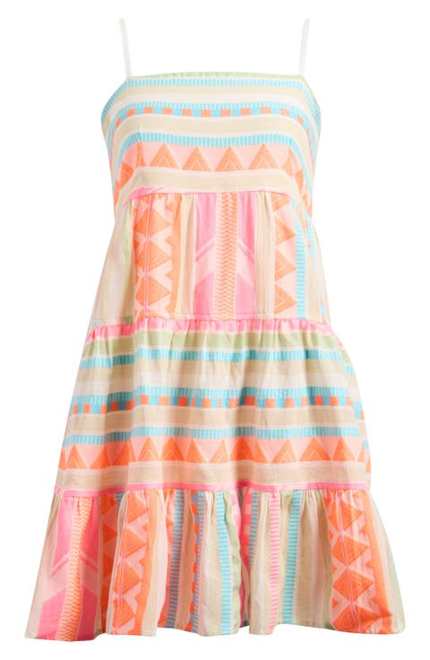 Tiered Cotton Blend Cover-Up Dress