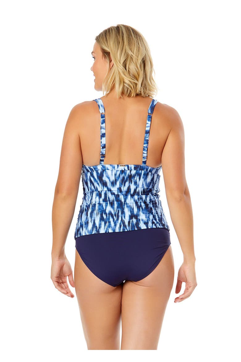 Women's Shibori Geo Ring Plunge Tankini Swim Top, Alternate, color, Tie Dye Ikat