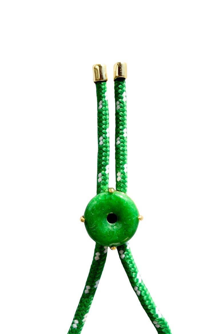 Paracord Jade Slider Bracelet in Black, Alternate, color, Green