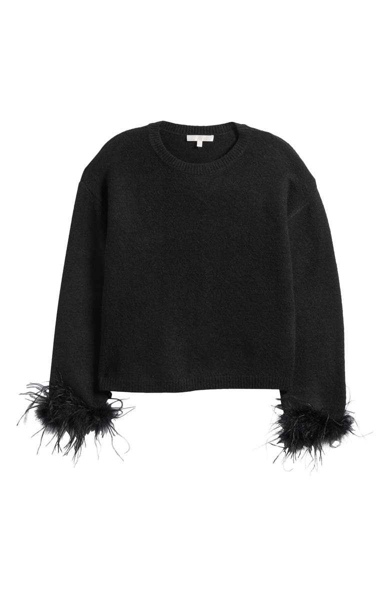 WAYF Sadie Feather Trim Sweater, Alternate, color, 
