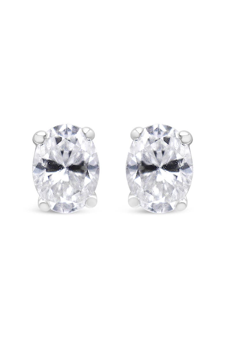 14K White Gold 1/2 Ct Lab Grown Oval Solitaire Diamond Stud Earrings, Alternate, color, White