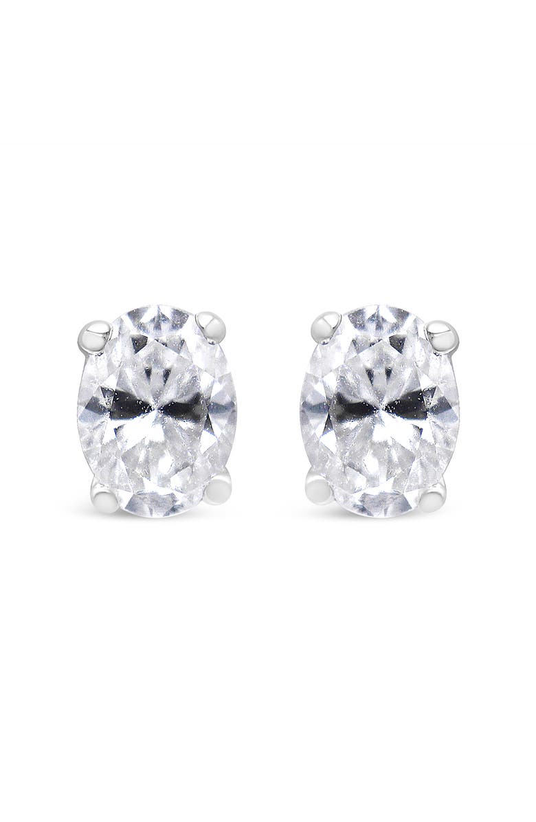 Haus of Brilliance 14K White Gold 1/2 Ct Lab Grown Oval Solitaire Diamond Stud Earrings, Alternate, color, White