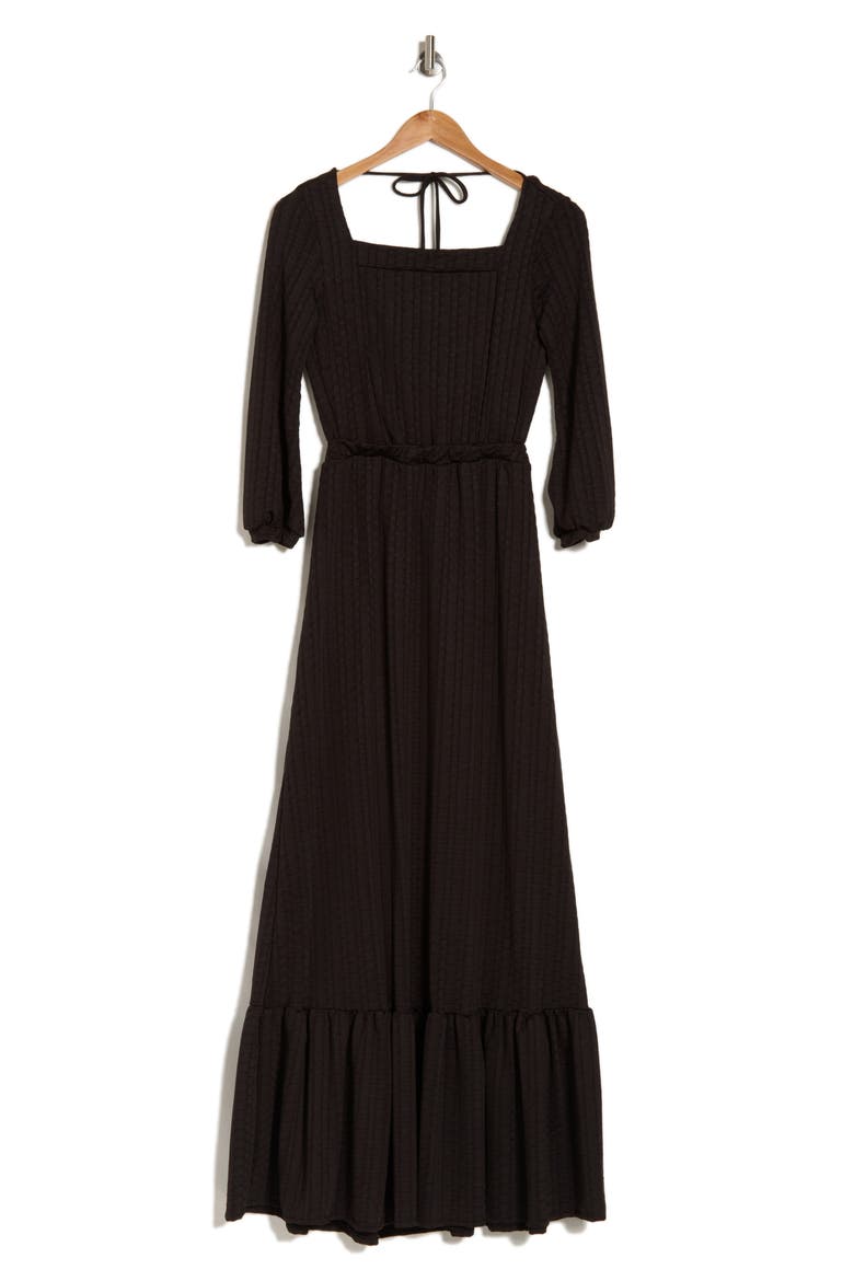 Square Neck Maxi Dress, Alternate, color, BLACK