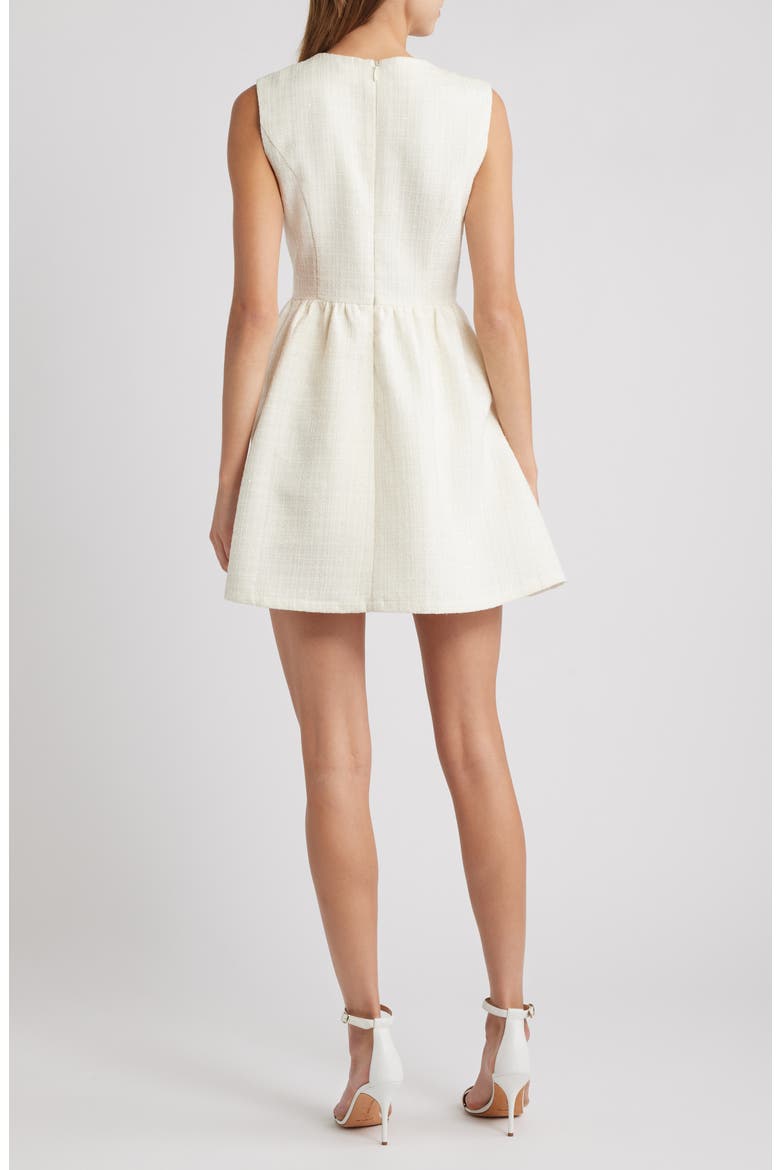 Beaded Tie Detail Tweed Minidress, Alternate, color, IVORY