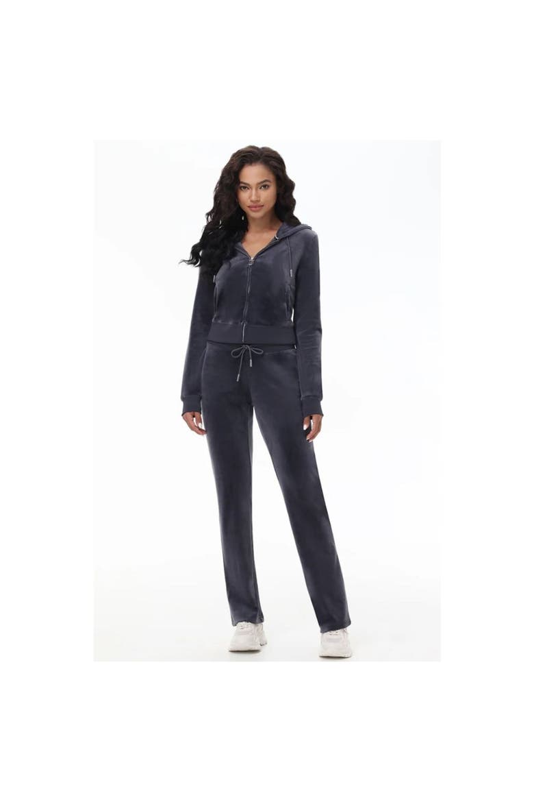 Luxe Velour Soft Chic Hoodie, Titanium, Alternate, color, TITANIUM