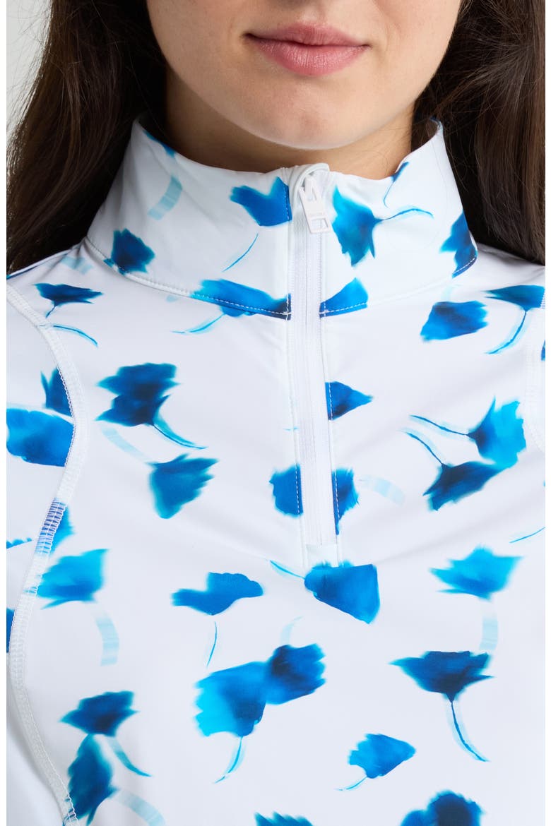 Floral Silky Tech Quarter Zip Pullover, Alternate, color, SNOW