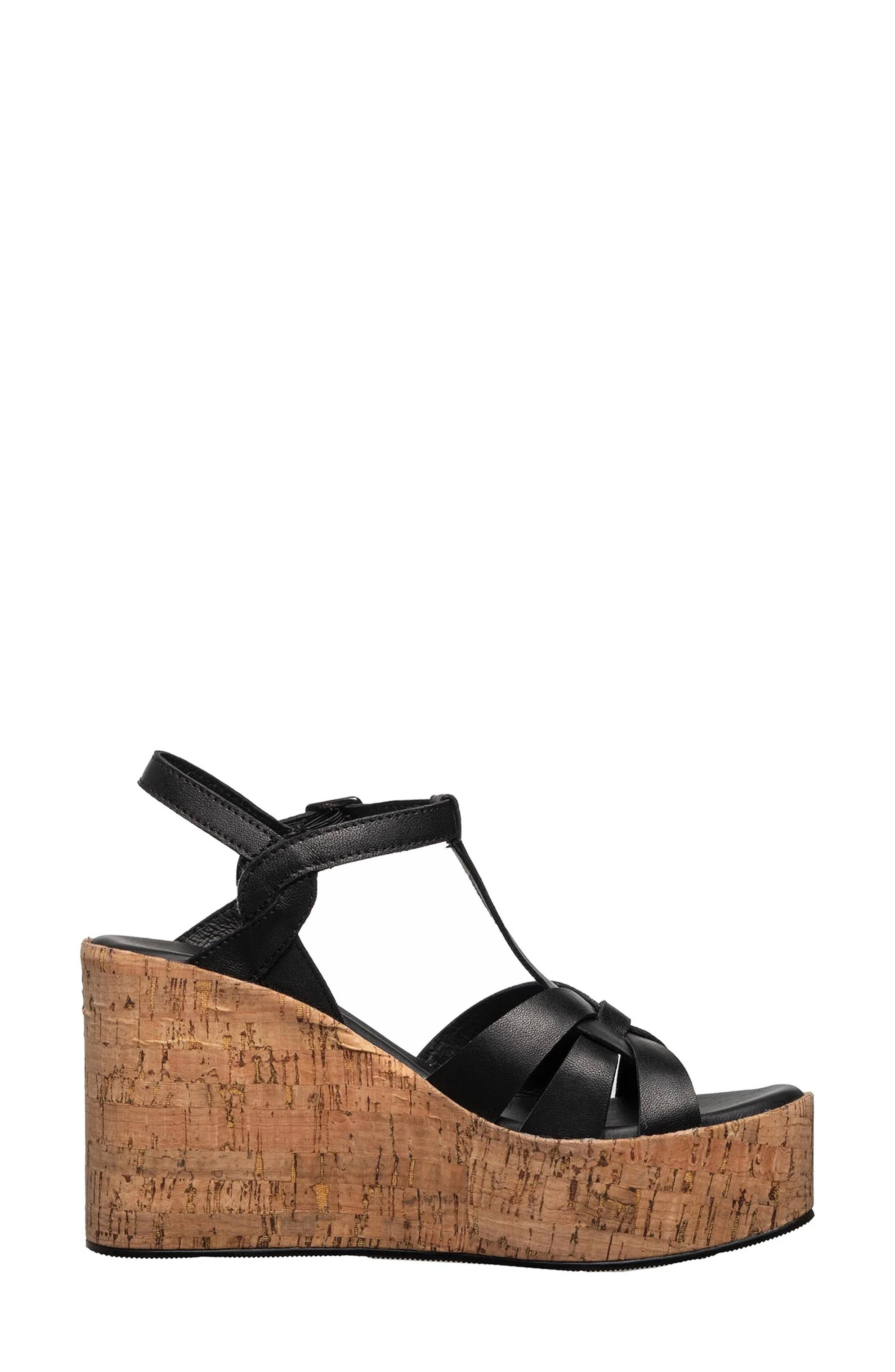 ANTELOPE Abana T-Strap Platform Wedge Sandal, Alternate, color, Black