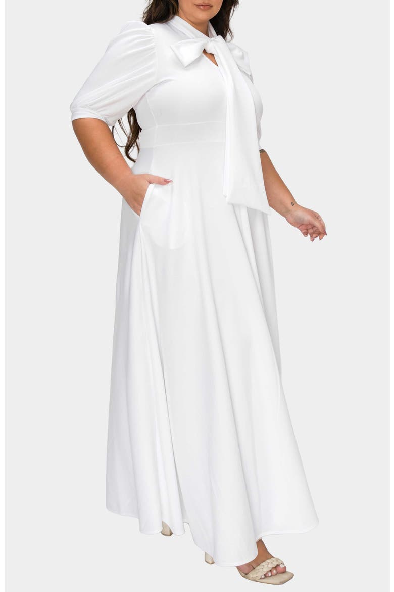 Farrah Donna Tie Neck Maxi Dress, Alternate, color, IVORY