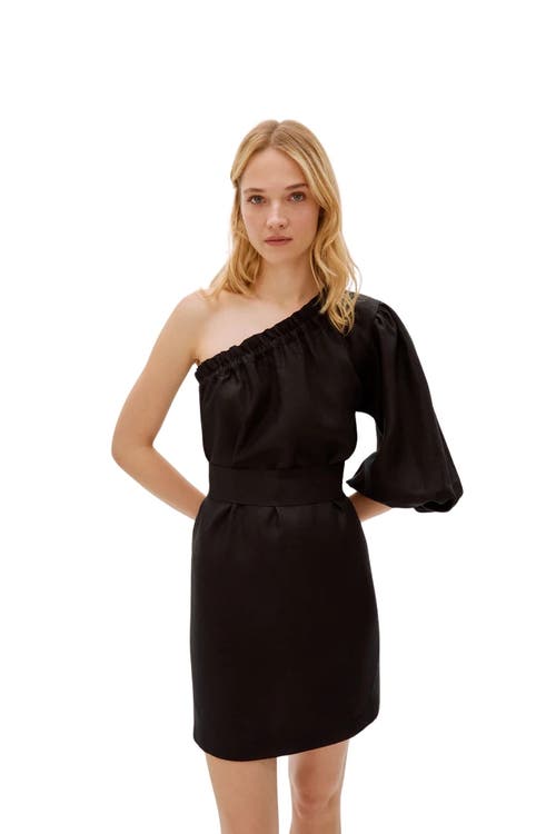 Labeca London Florence Linen One Sleeve Dress in Black  product