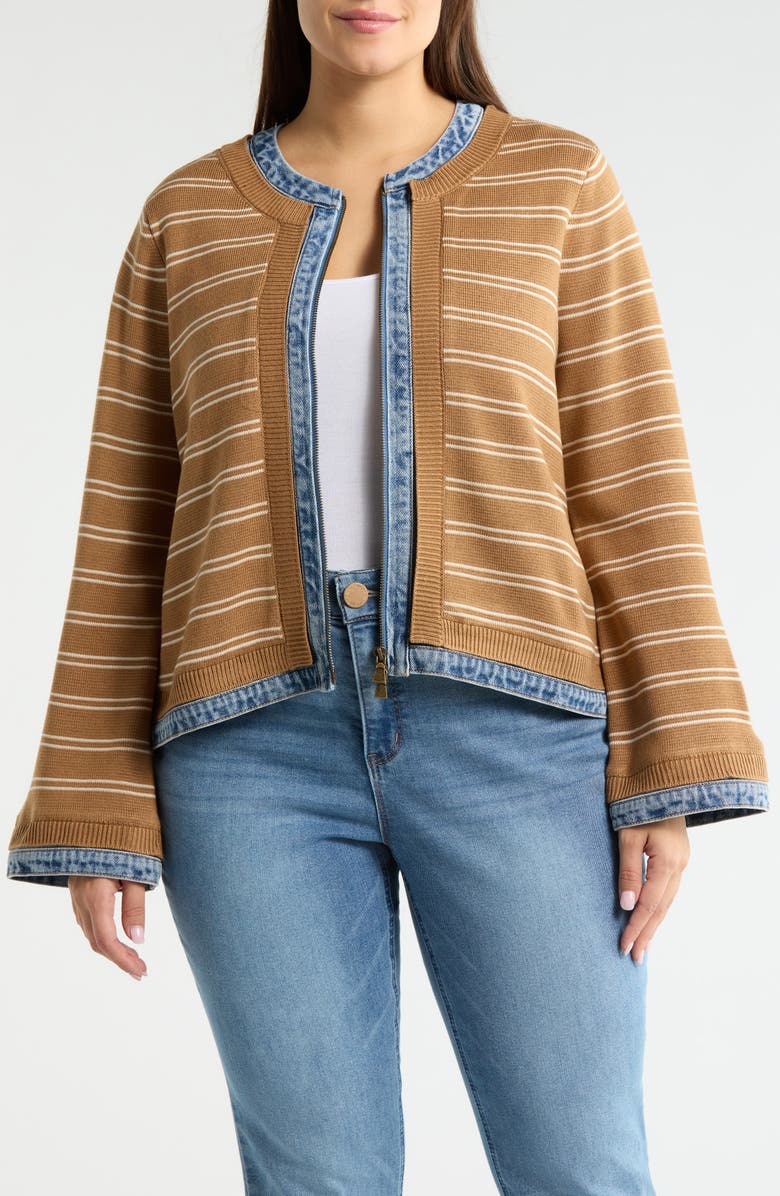 Wit & Wisdom Mixed Media Denim Trim Jacket, Main, color,