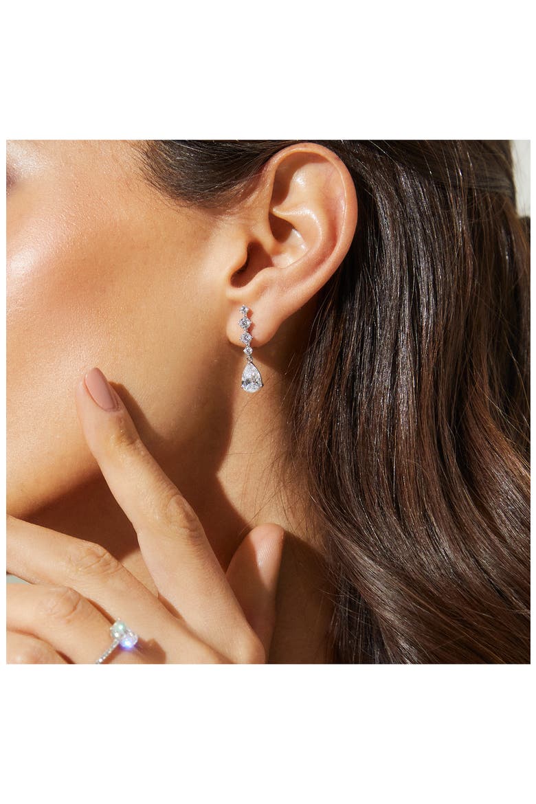 Cubic Zirconia Drop Earrings, Alternate, color, RHODIUM