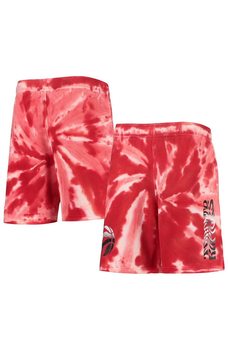 Outerstuff Youth Red Toronto Raptors Santa Monica Tie-Dye Shorts, Main, color, Red