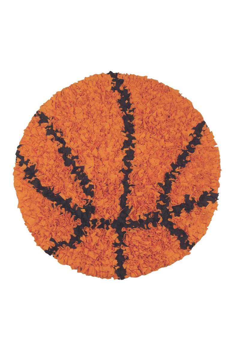 Shaggy Raggy Basketball Rug, Main, color, ORANGE/ BROWN