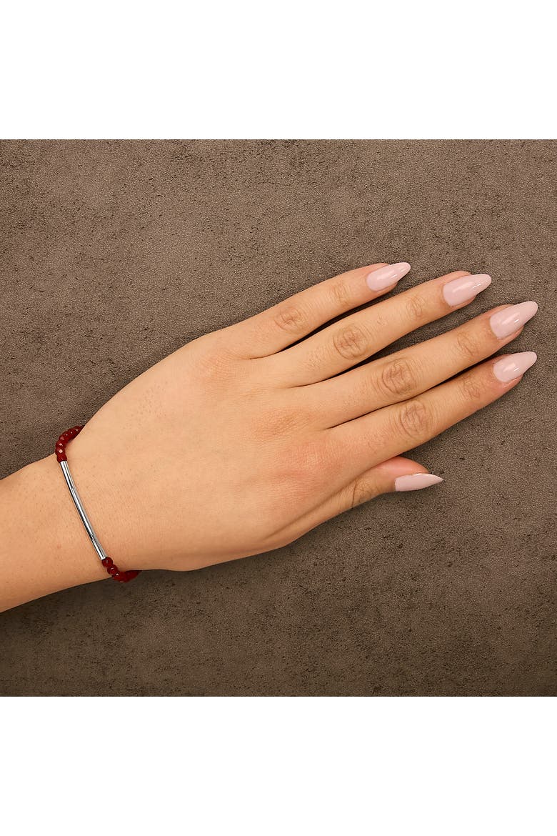 Sterling Silver Red Jasper Bead Station Bracelet with Bolo Clasp, Alternate, color, Silver