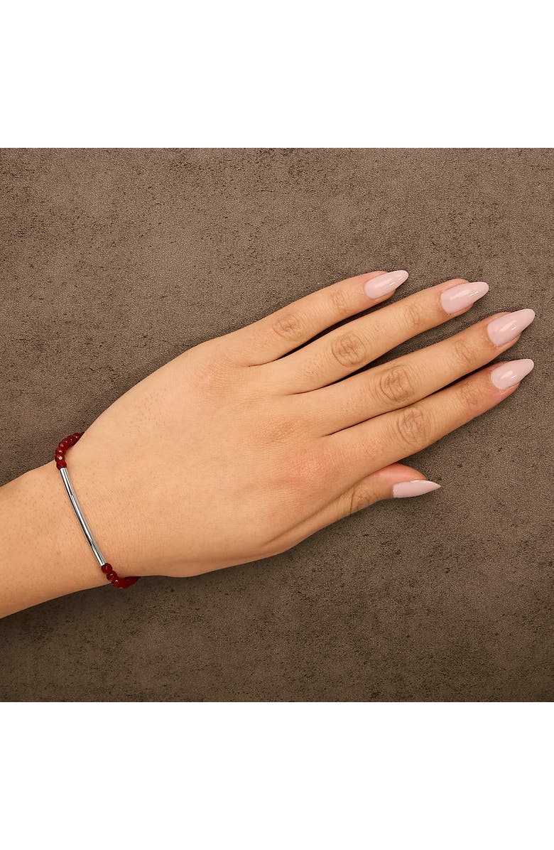 Haus of Brilliance Sterling Silver Red Jasper Bead Station Bracelet with Bolo Clasp, Alternate, color, Silver