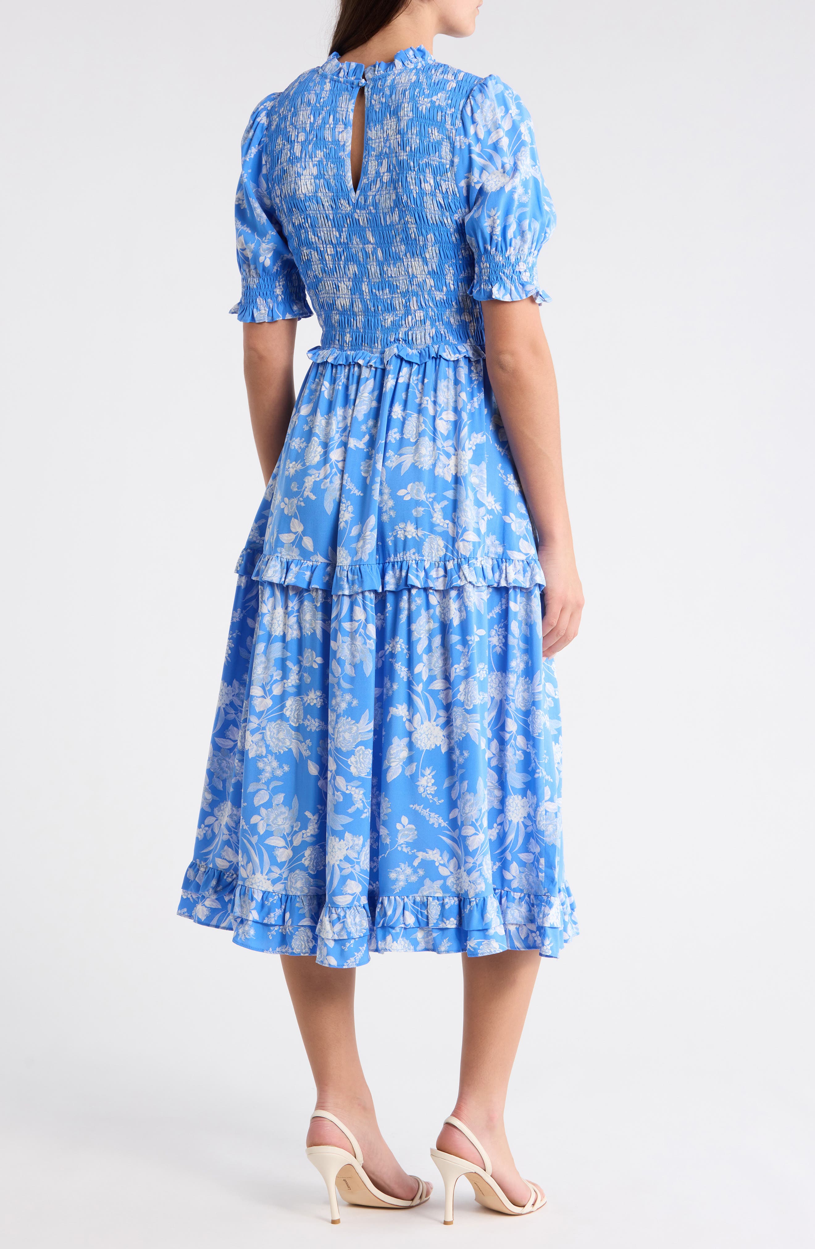 Odella Floral Analisa Smocked Midi Dress - image 2