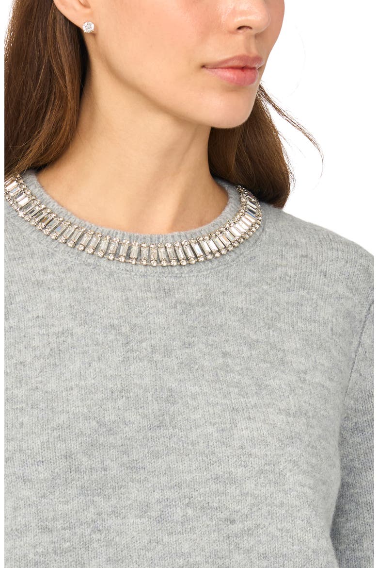 Rhinestone Neckline Sweater, Alternate, color, LIGHT HEATHER GREY