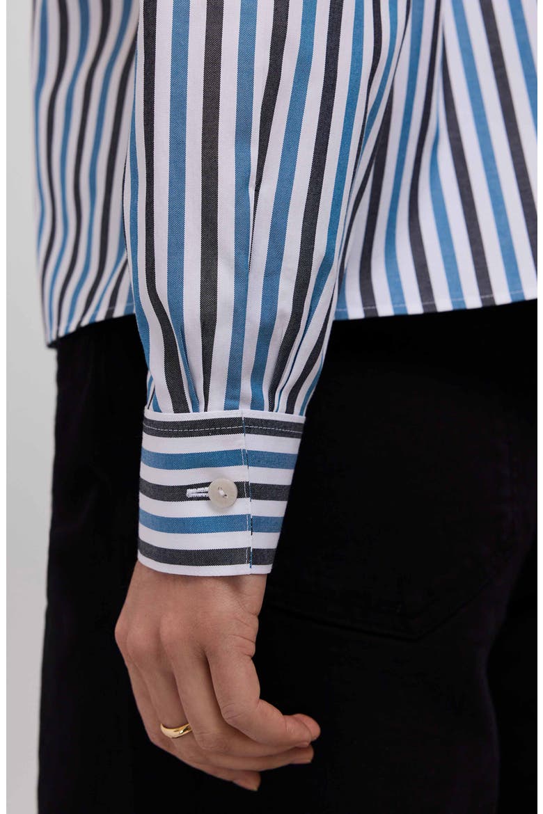 Jodie Stripe Cotton Button-Up Shirt, Alternate, color, INDIGO BLUE/ MULTI