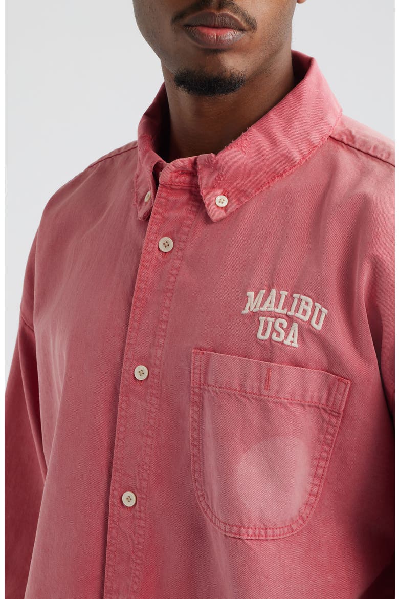 Malibu Cotton Twill Button Up Shirt, Alternate, color, RED