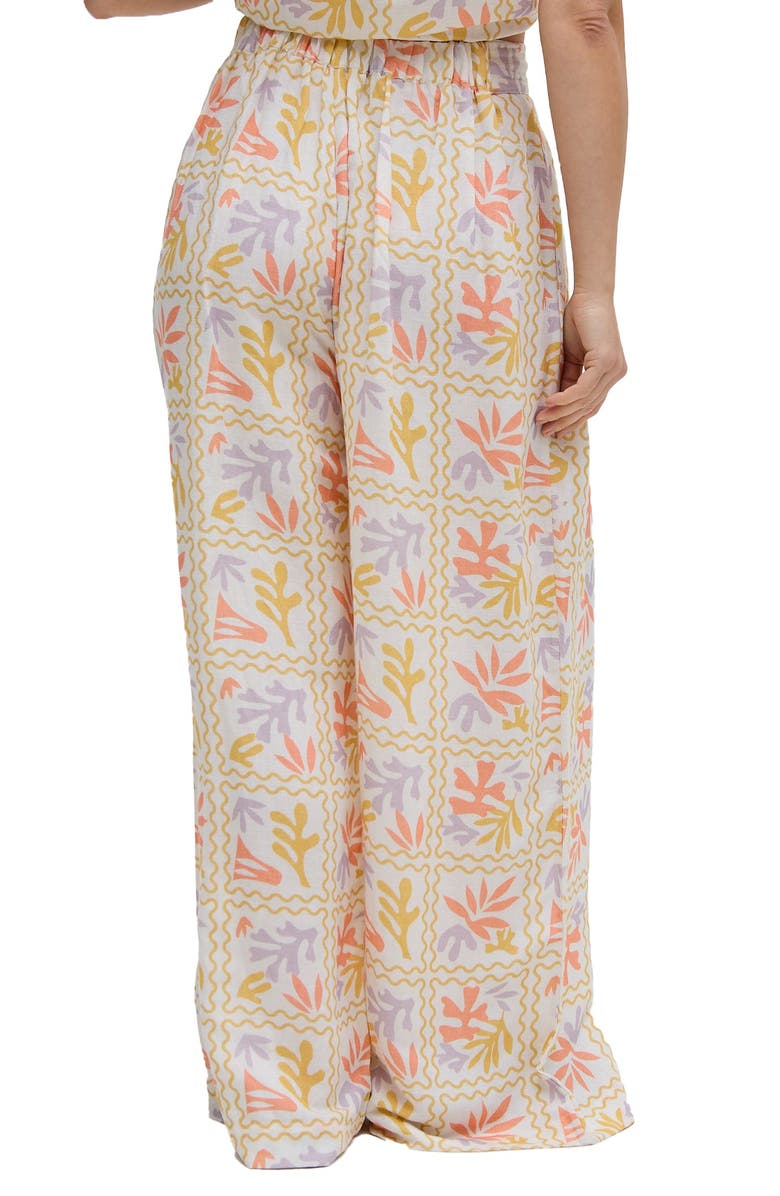 Raffya Matisse Wide Leg Patchwork Floral Print Trouser, Alternate, color, Cream