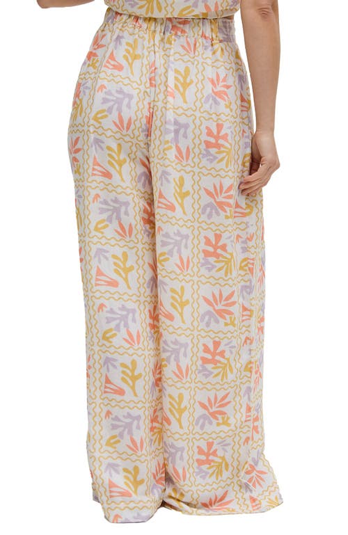Raffya Matisse Wide Leg Patchwork Floral Print Trouser In White
