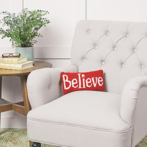 C & F Home C&f Home Christmas "believe" Small/petite Hooked Accent Pillow, 6" X 12" In Red