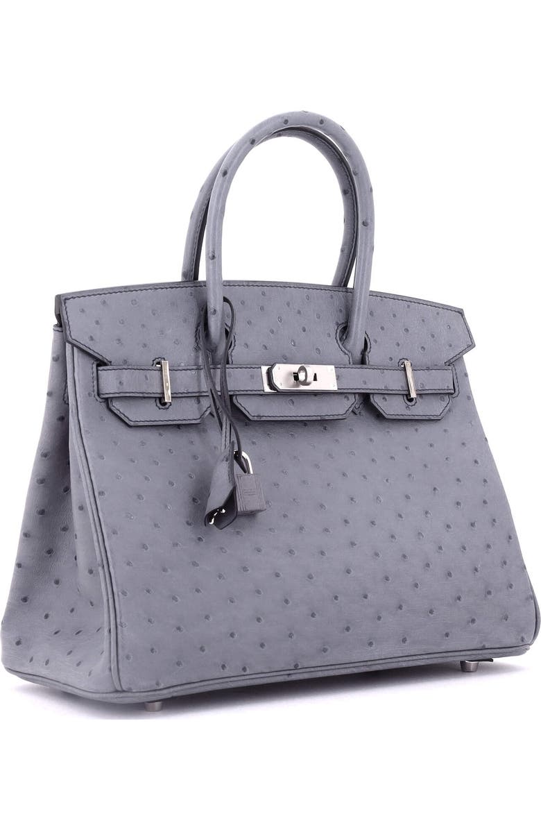 Pre-Owned Hermes Birkin Handbag Grey Ostrich with Palladium Hardware 30, Alternate, color,