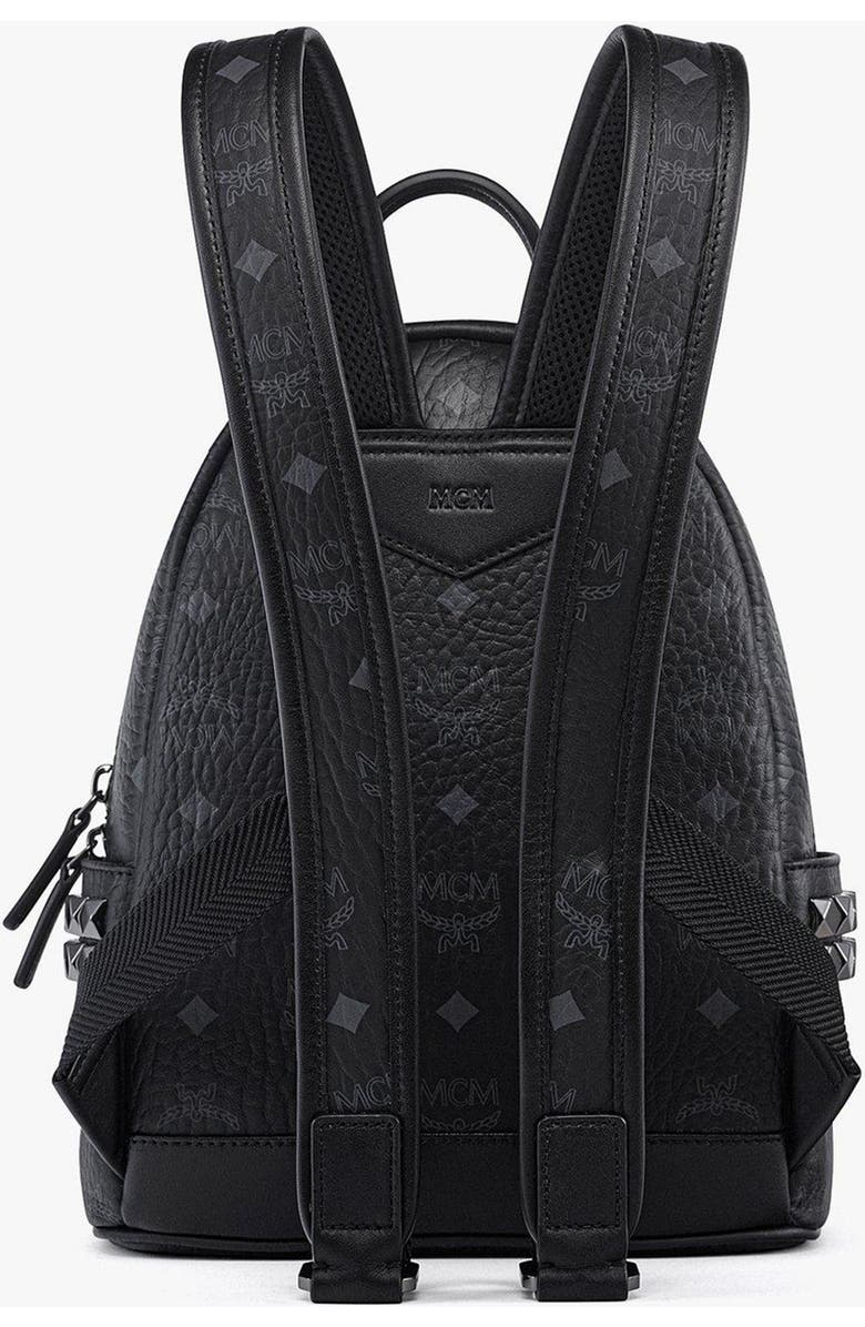 MCM Stark Side Studs Backpack in Visetos, Alternate, color, Black