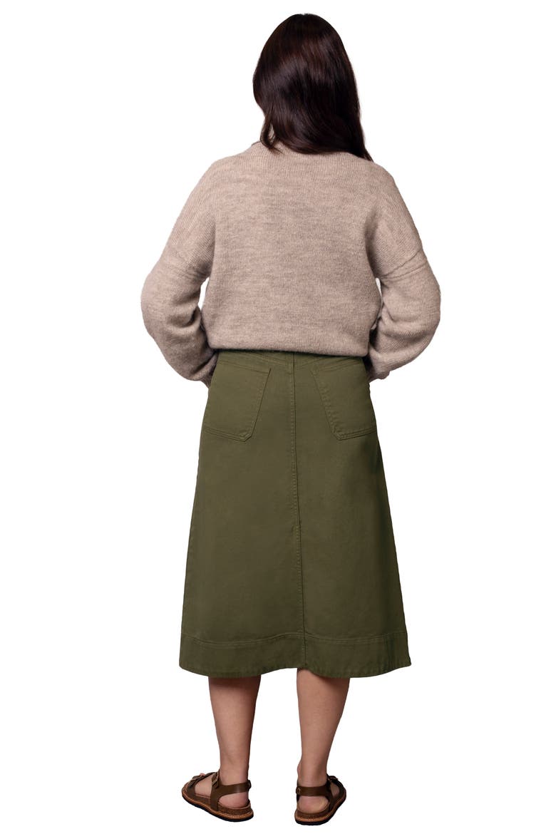 Cotton Twill Midi Skirt, Alternate, color, Dark Olive