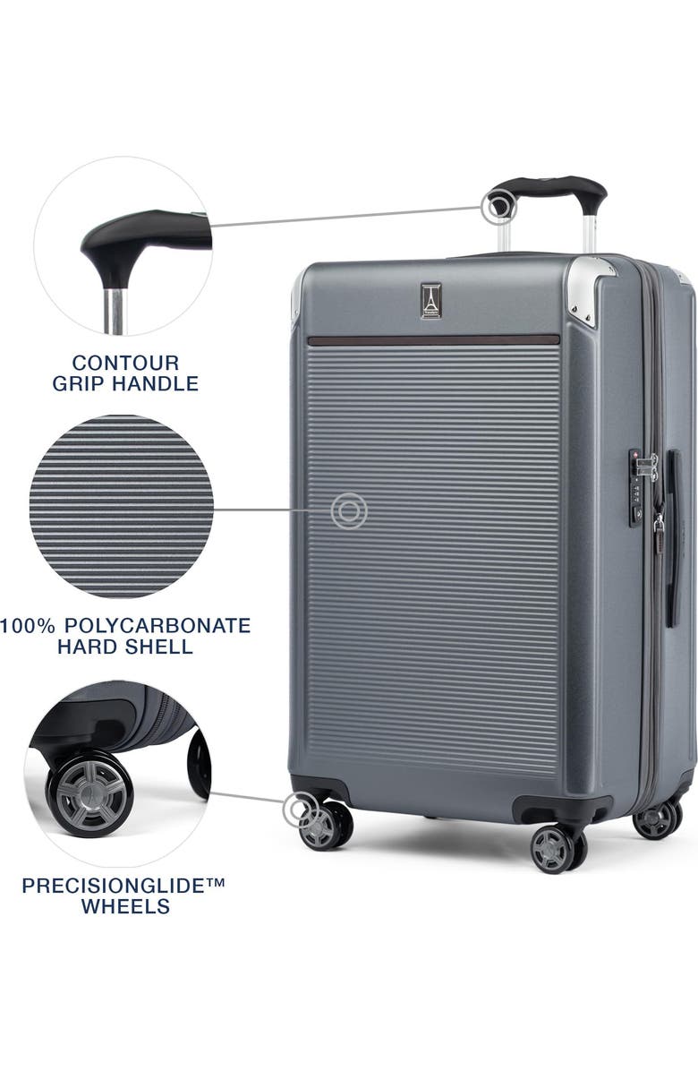TRAVELPRO Platinum Elite Hardside Expandable Checked- Large 28-Inch Spinner Wheel Luggage, Alternate, color, Vintage Grey